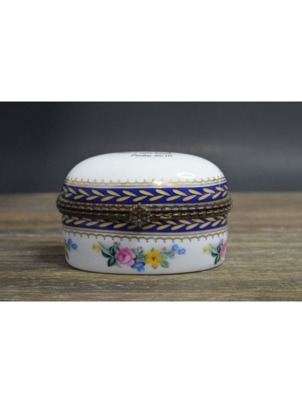 Imperial Porcelain Trinket Box Be Still Know God Psalm 46:10 Have Faith Vintage